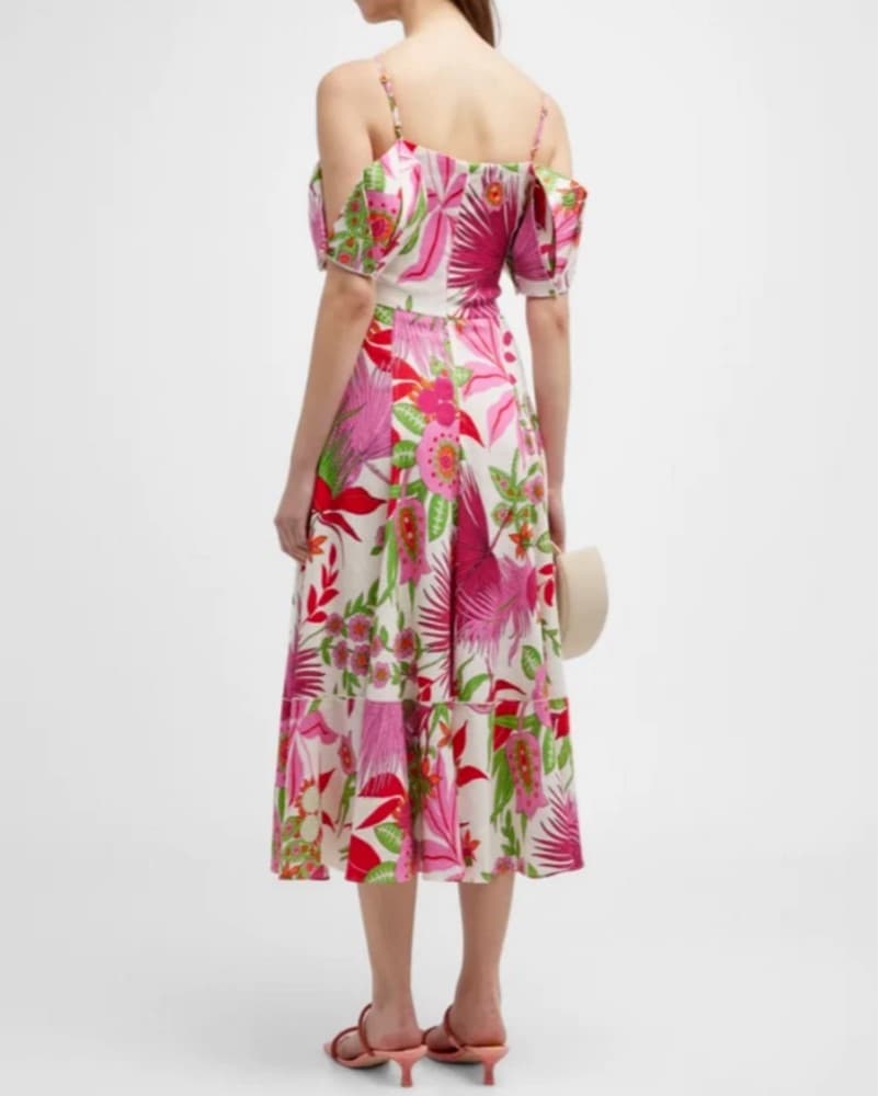 $650 Cult Gaia Floral Linen Gina midi Dress XS 0 - Image 3