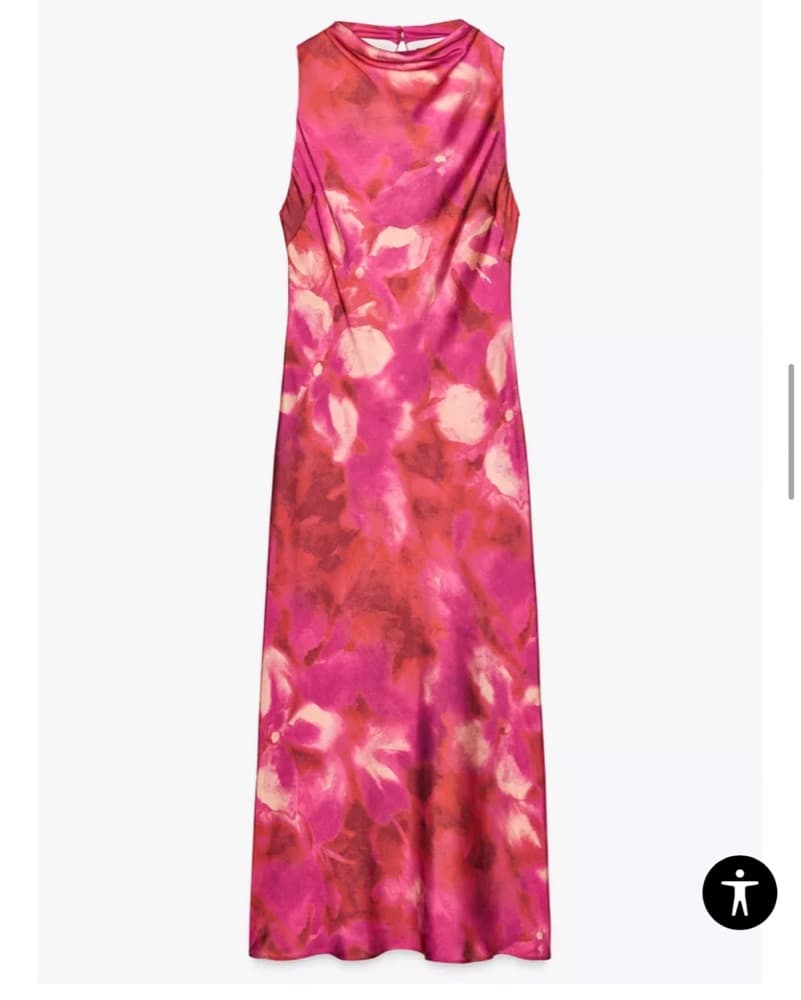 Zara Printed Satin Effect Midi Dress - Image 2