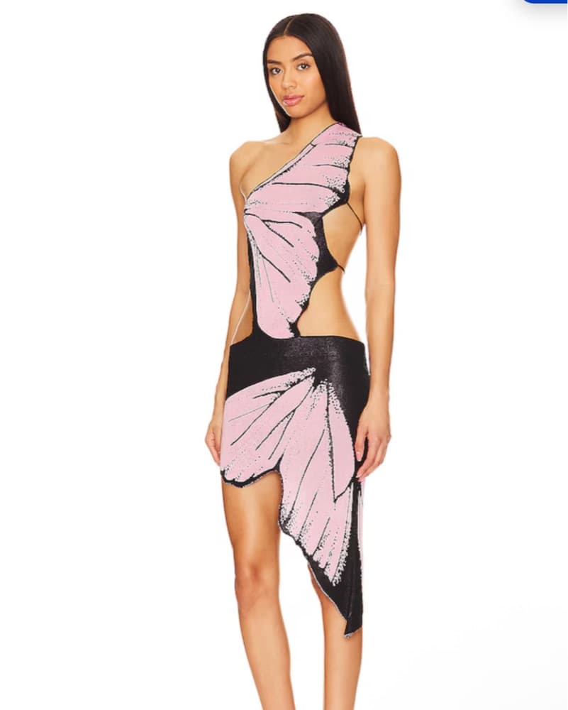 1XBLUE Butterfly One-Shoulder Dress - Image 1