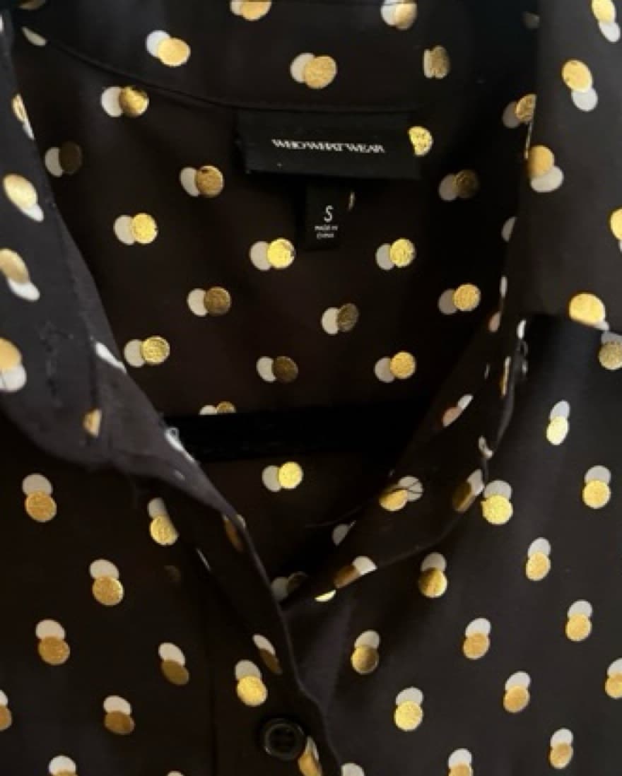 Who What Wear Black & Gold Polka Dot Top - Image 5