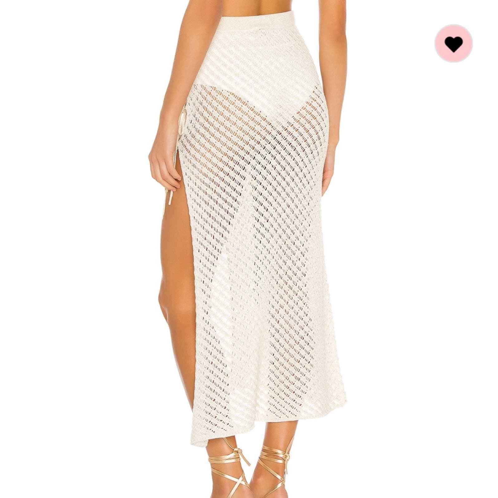 Offshore Midi Skirt In White & Gold - Image 3