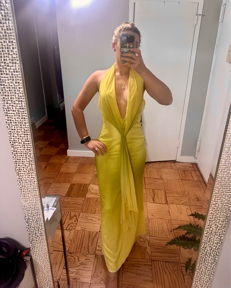 Stunning Sunshine Yellow/LimeHalter Gown - Image 2
