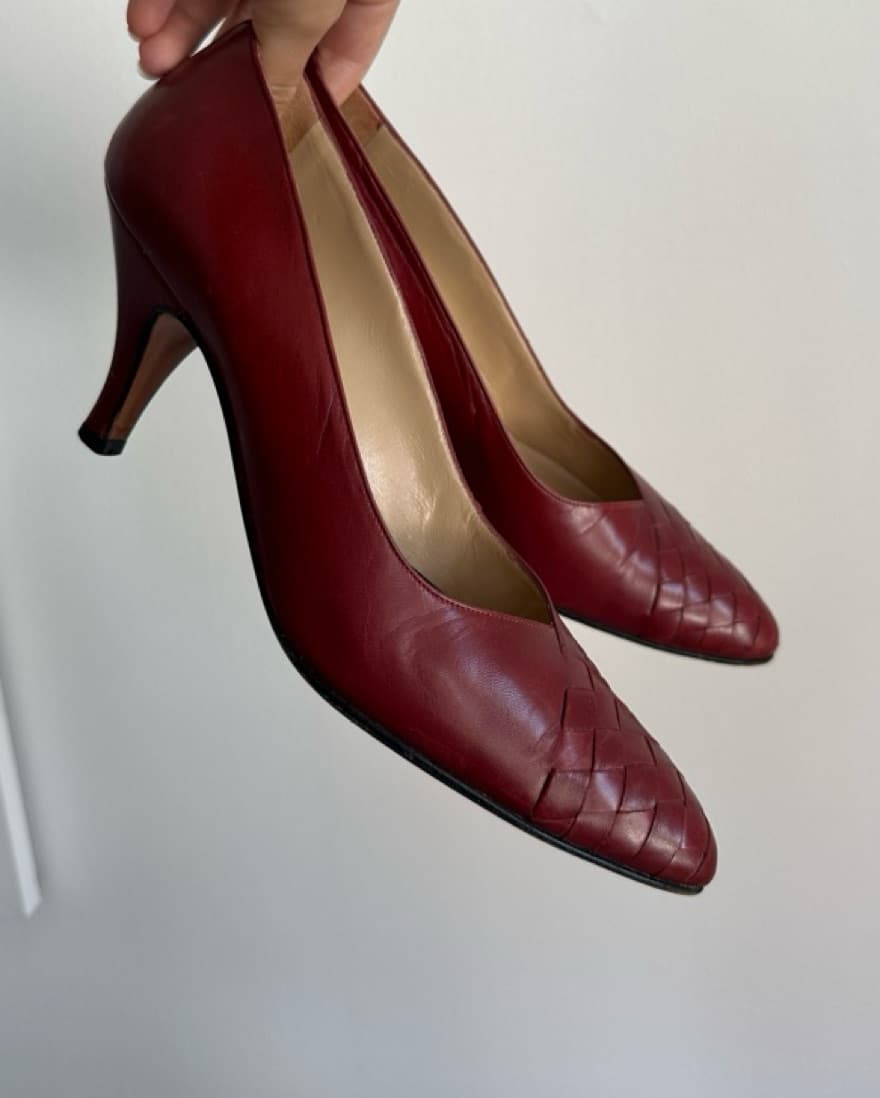 Vintage Berry Red Bottega Heels - Image 3