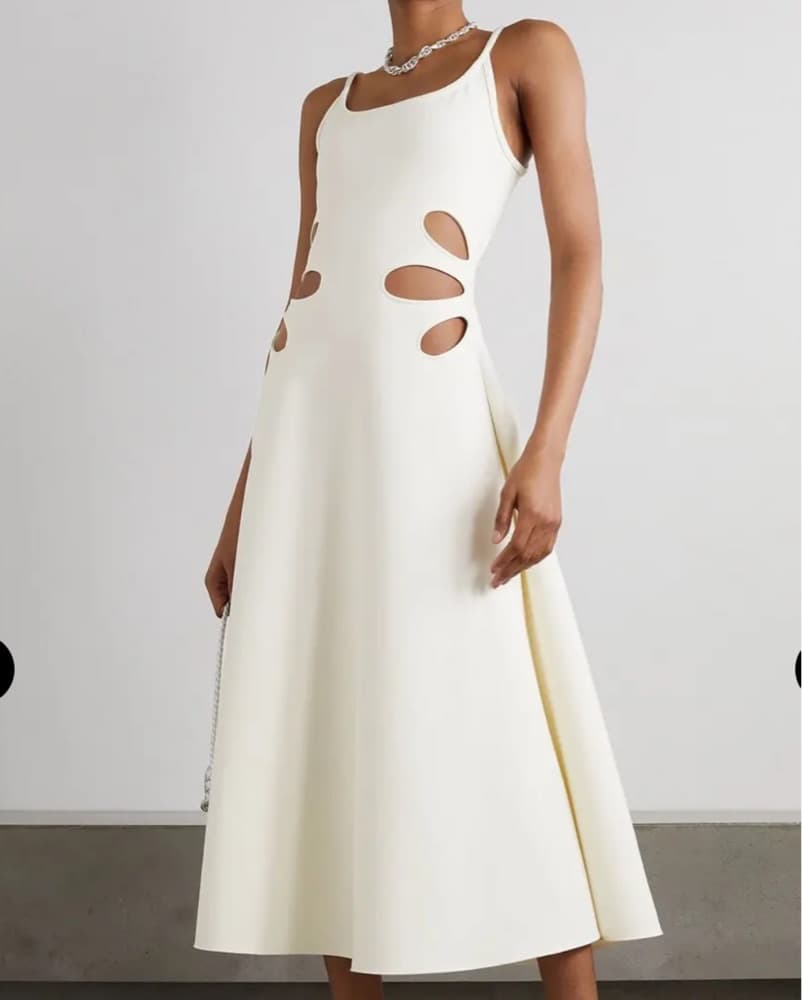 Cutout Twill Midi Dres - Image 1