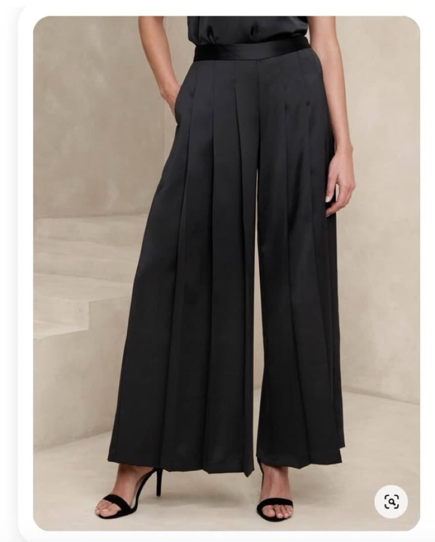 Black Satin Palazzo Pants Banana Republi - Image 1