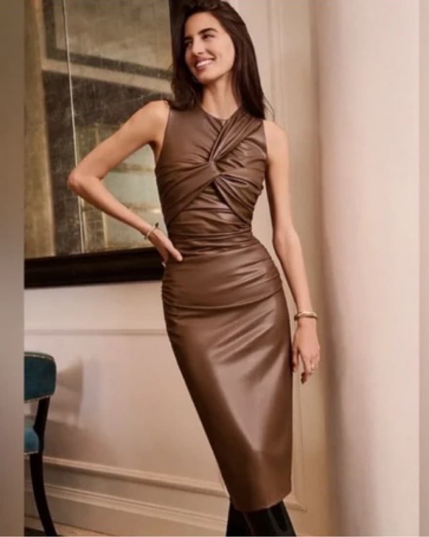 Express Brown Faux-Leather Dress - Image 1