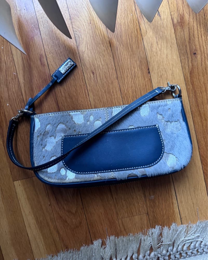  Vintage Blue & Silver Ponyhair Purse - Image 2