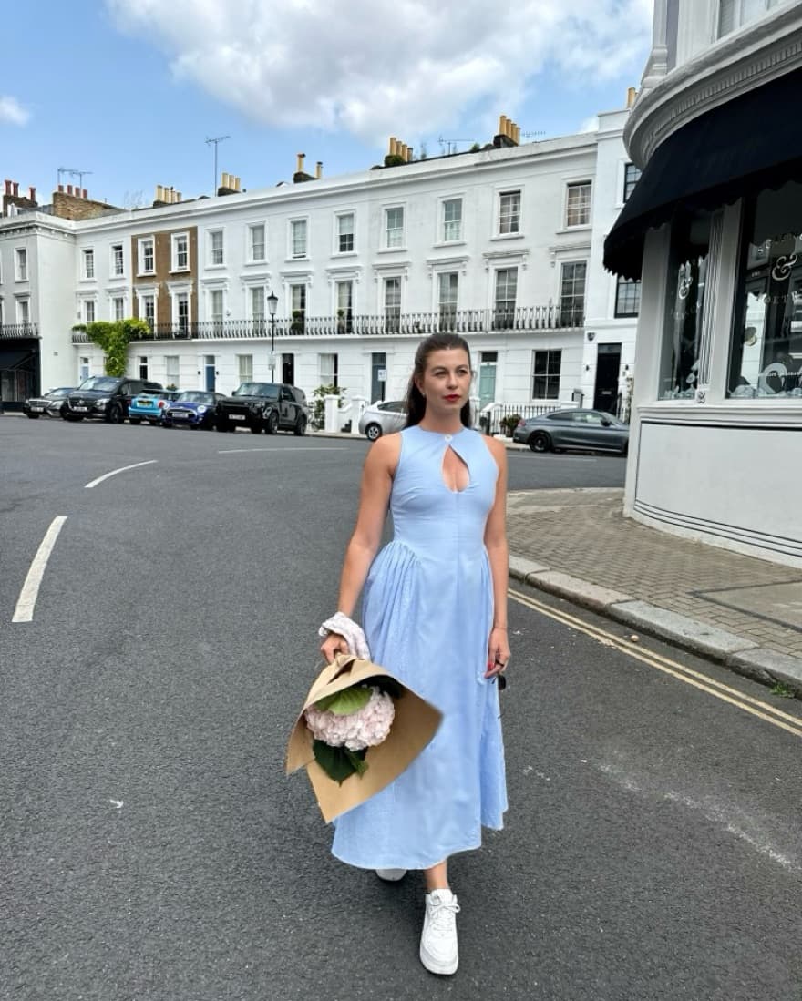 Commense Powder Blue Linen Dress - Image 2