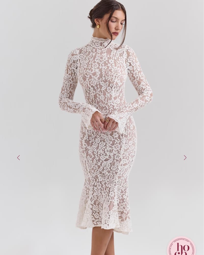 Lace Fitted Midi Dress - Image 2