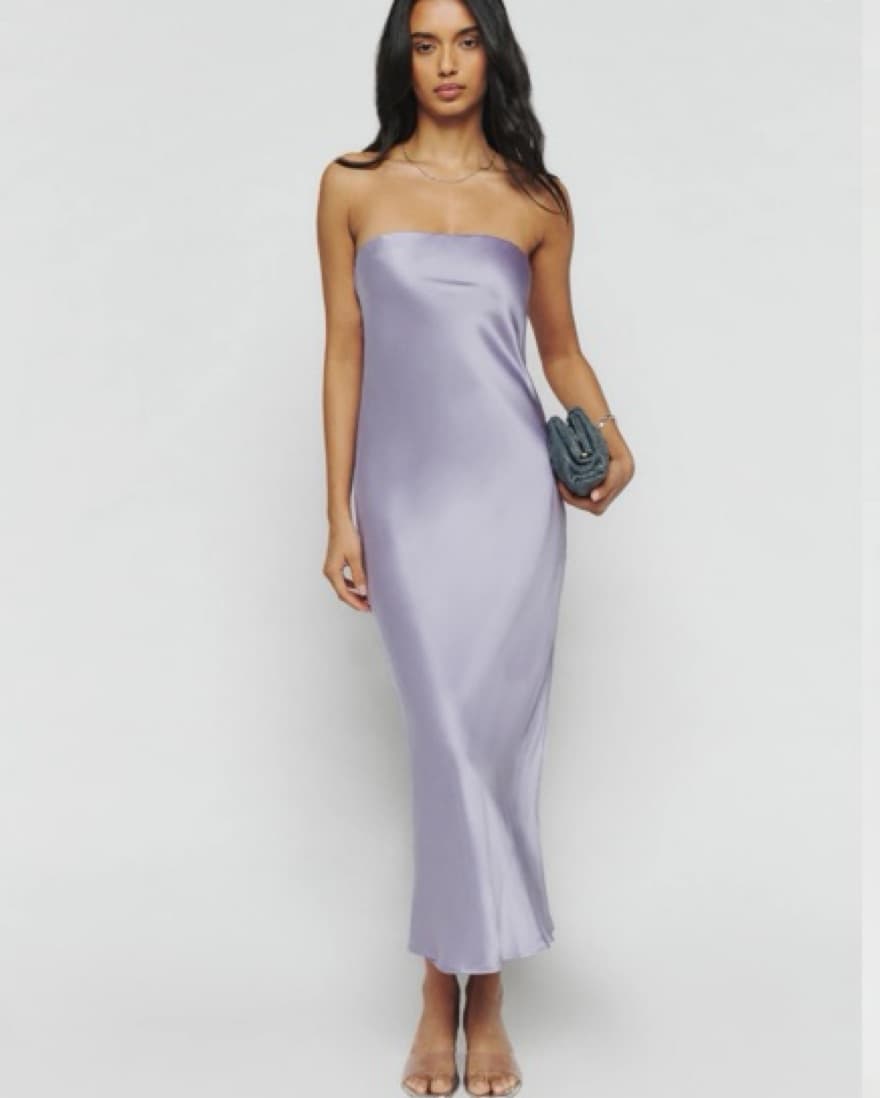 Reformation Joana Strapless Silk Dress - Image 1