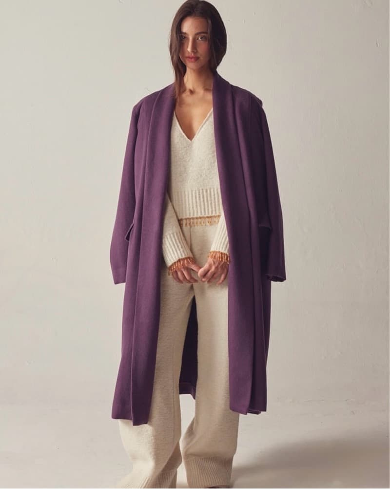 Plum Alpaca Long Coat - Image 3