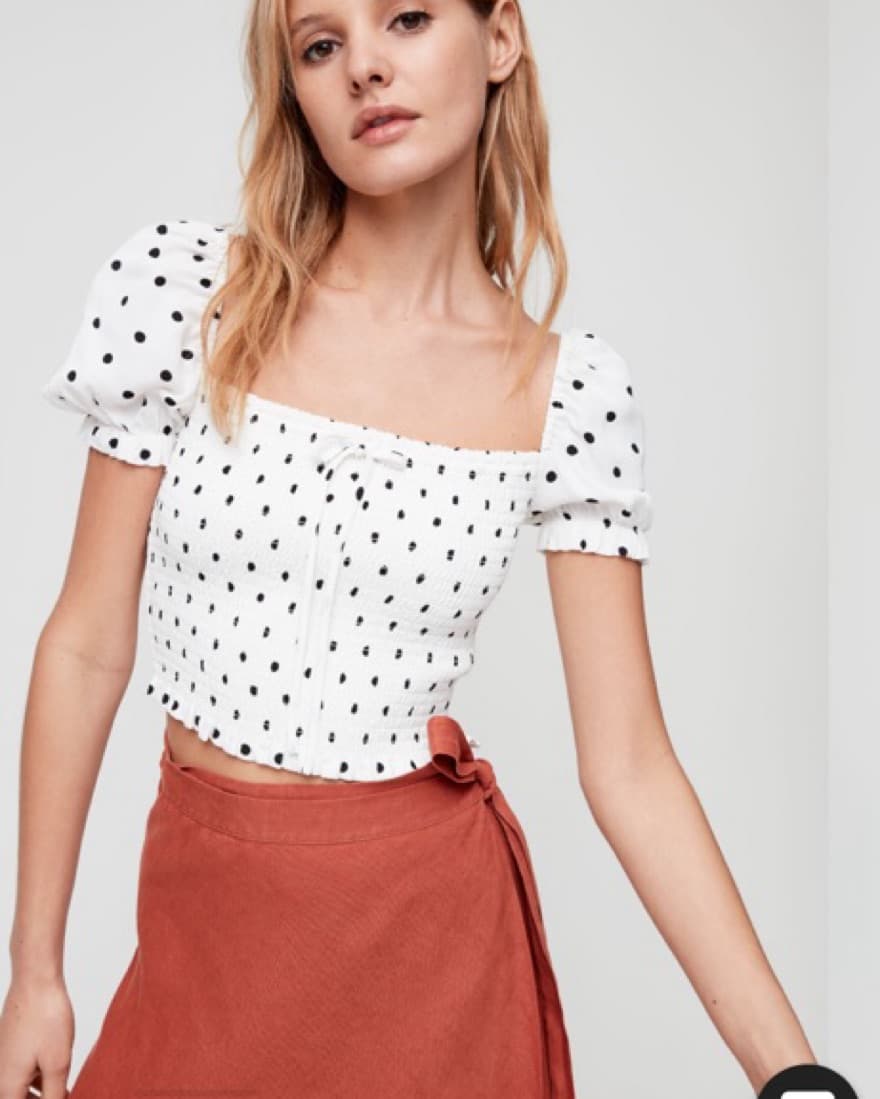 Aritzia Off The Shoulder Polka Dot Crop - Image 5