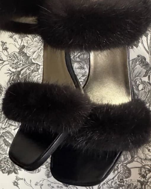 Escada Black Mink Fur Heels - Image 3