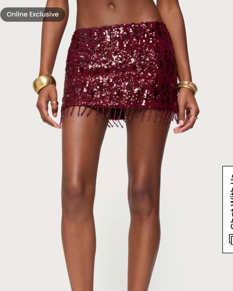 Red Sequin Mini Skirt - Image 1