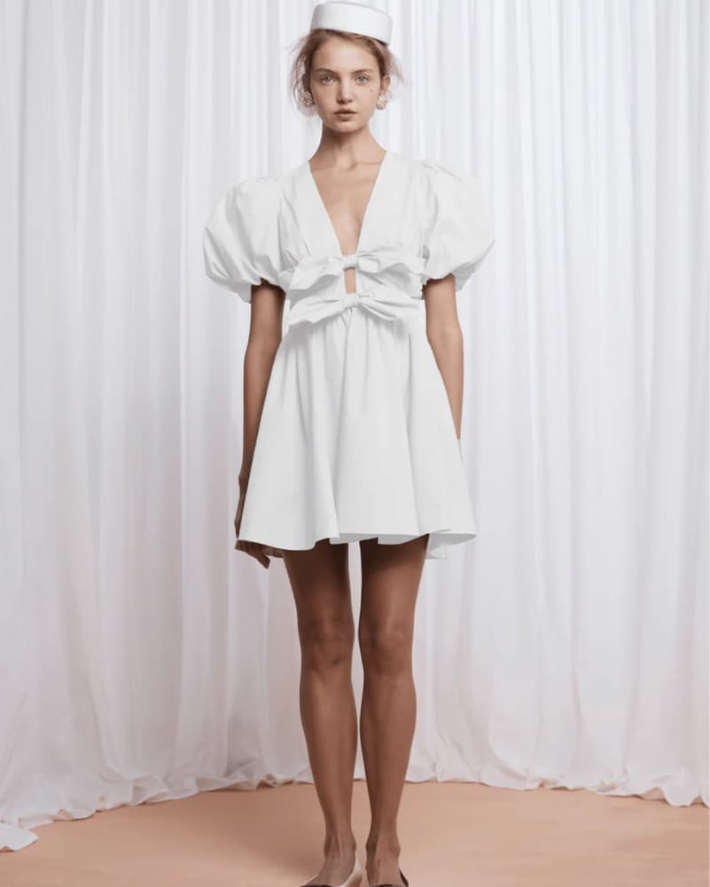 Lovaan White Puff Sleeve Dress - Image 1