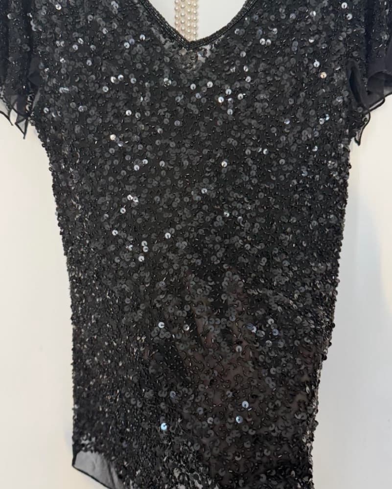 Vintage Semi Sheet Sequin Micro Dress - Image 2