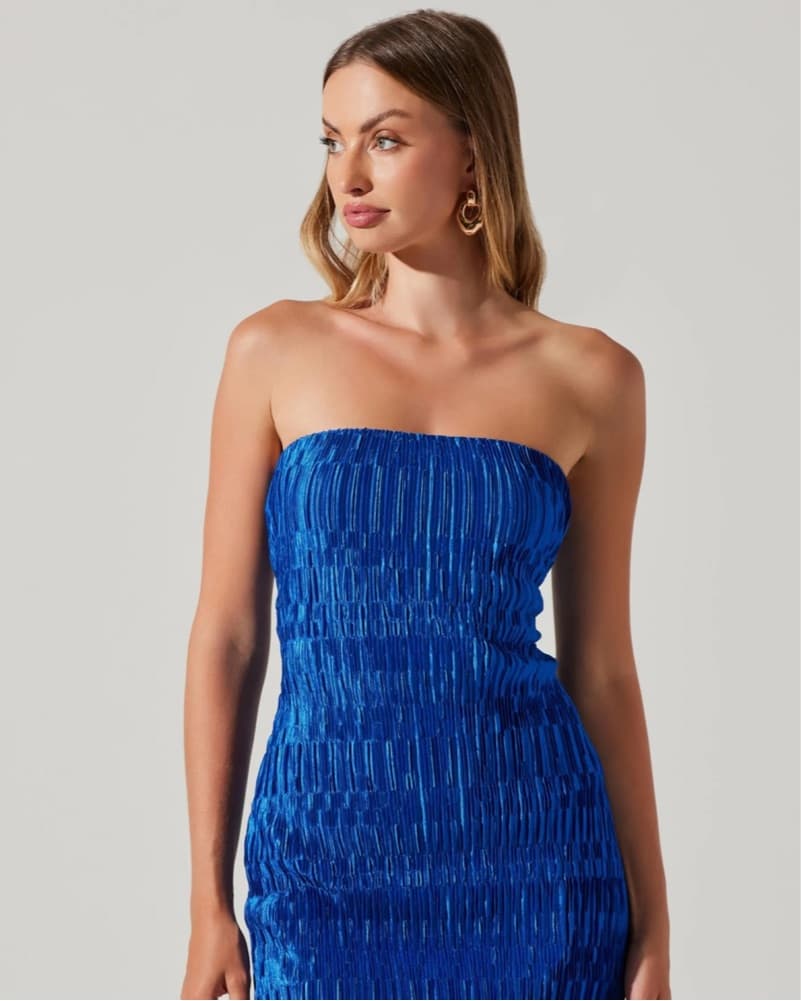 ASTR - Reine Strapless Plisse Midi Dress - Image 2