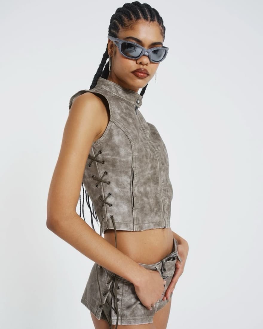 Jaded London Steel Lace Up Two Piece Set - Image 1