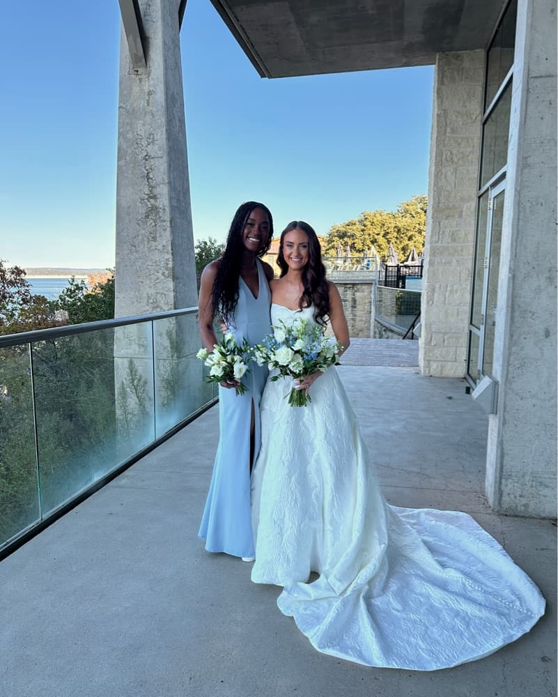 Chic Blue Steel Bridesmaid Dress - Image 1