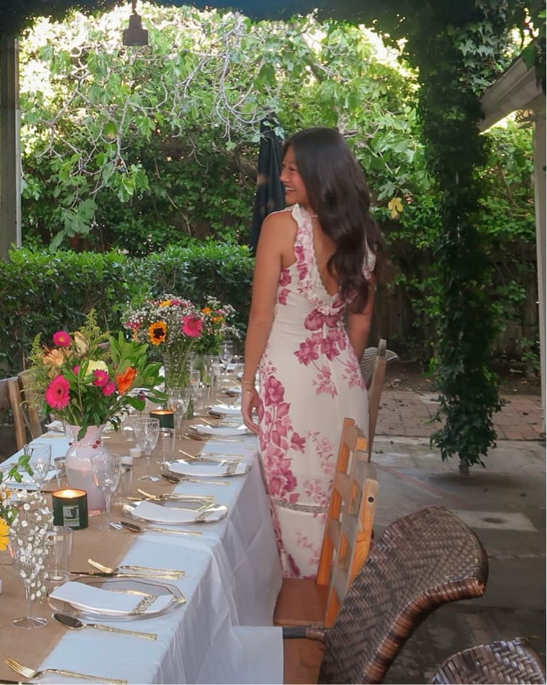 Reformation Purdie Dress Pink And White - Image 5