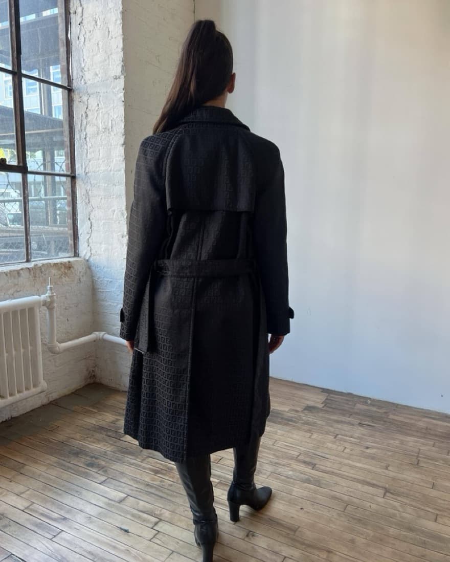 Fendi Zucca All Over Belted Trench Coat - Image 3