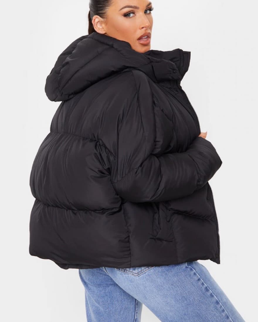 PLT Black Nylon Oversized Puffer Jacket - Image 3