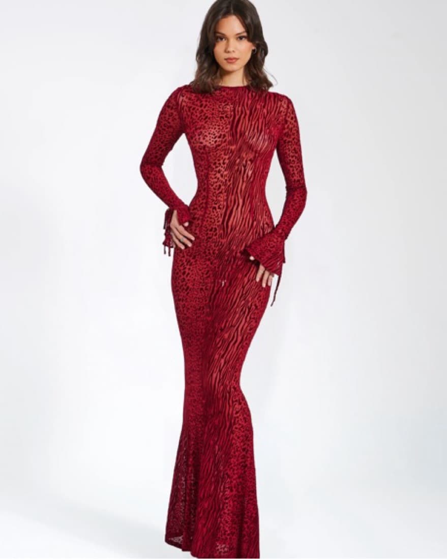 Burnout Red Dress - Image 1