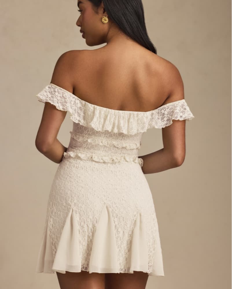 Oh Polly Ivory Lace Off-Shoulder Dress - Image 3