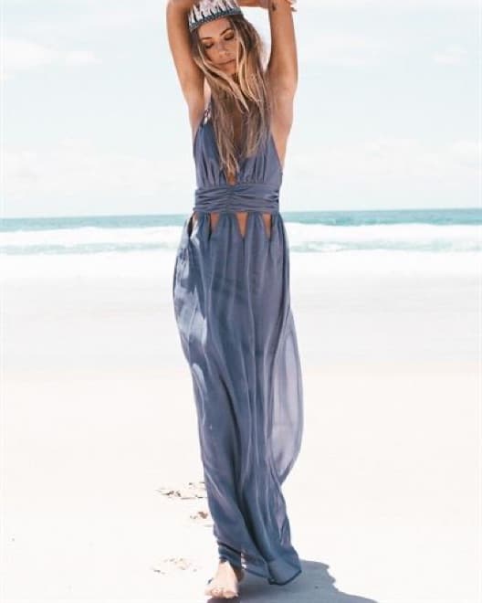 Sabo Skirt Blue Cutout Maxi Dress - Image 1