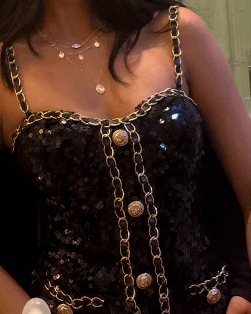 Sequin Gold Button Formal Dress - Image 2