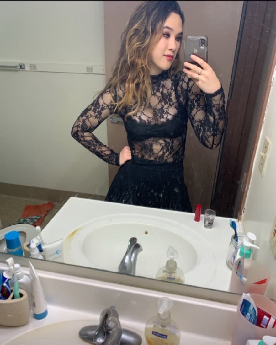 Sheer black lace long sleeve - Image 2