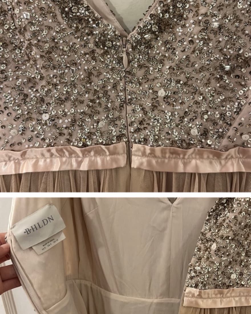 BHLDN Sequin Champagne Formal dress - Image 3