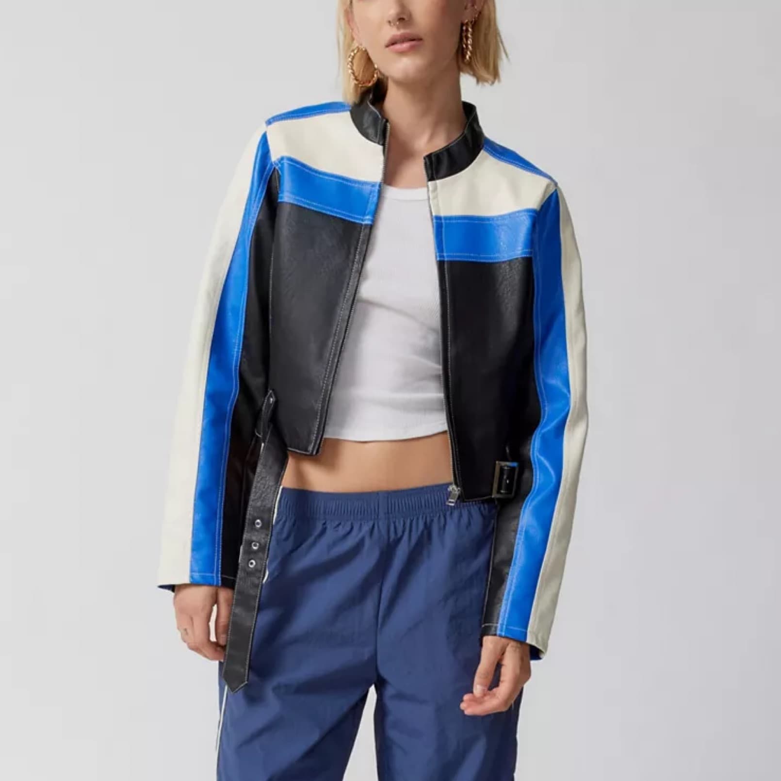 Jordan Faux Leather Racer Moto Jacket - Image 1