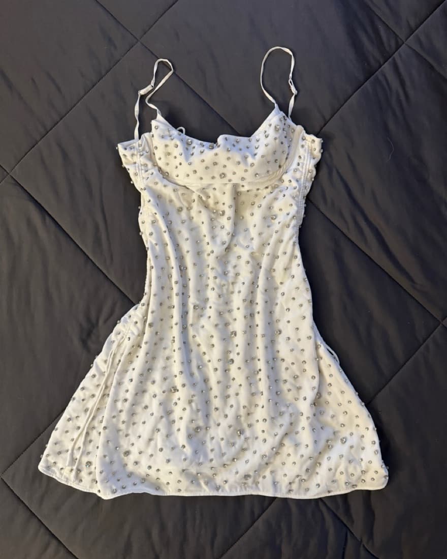 Hand Embellished Cowl Neck Mini Dress  - Image 5