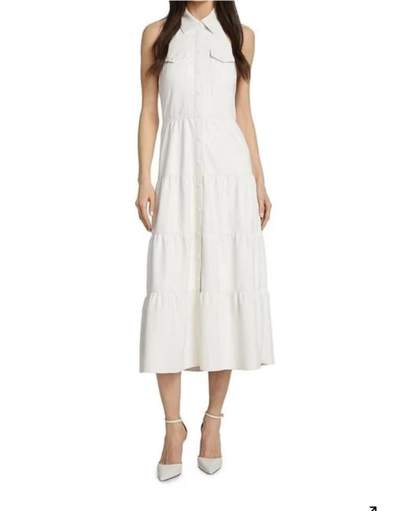 White Faux Leather Midi Dress - Image 1