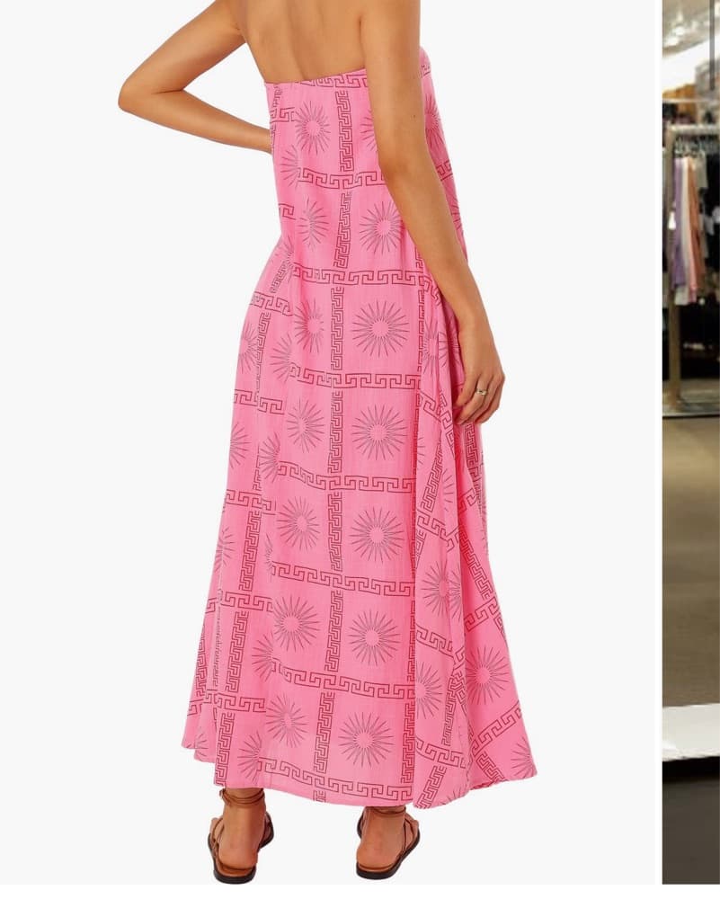 Pink Strapless Vacation dress  - Image 3