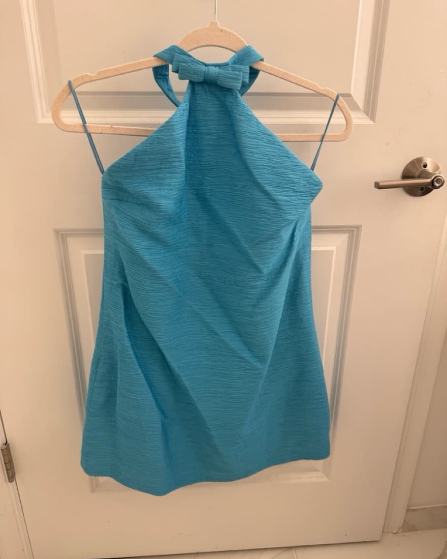 Alexis - Blue Halterneck Mini Dress  - Image 3