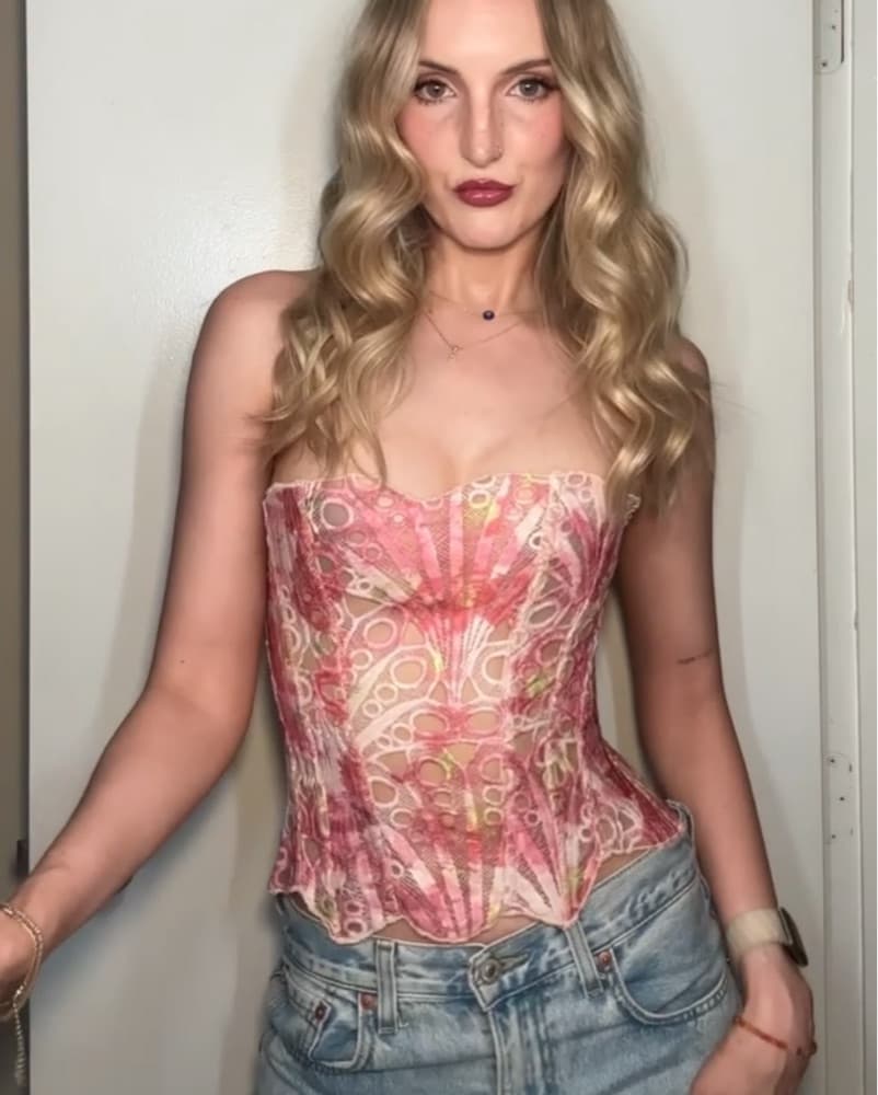 Pink floral corset top - Image 5