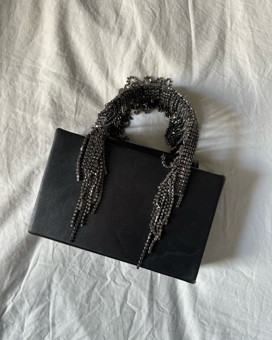KARA Crystal Mesh Fringe Bag - Image 3