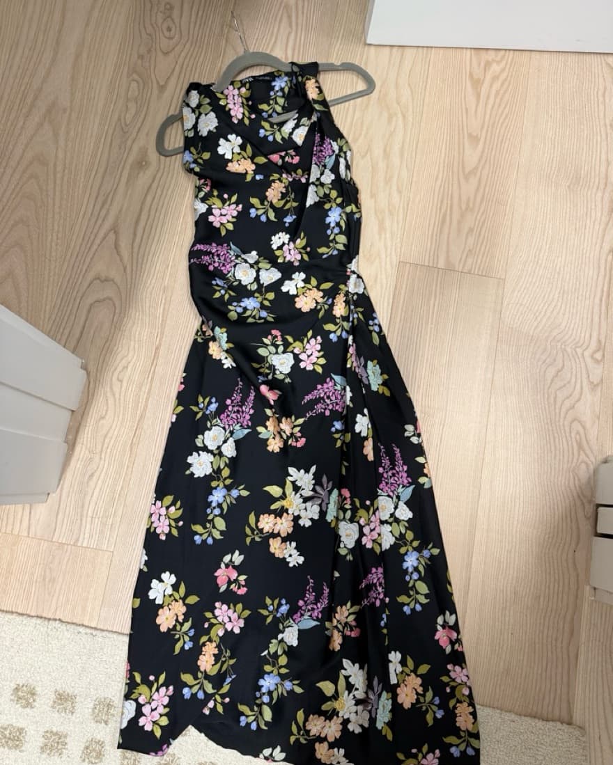 Zara Black And Floral midi Dress - Image 5