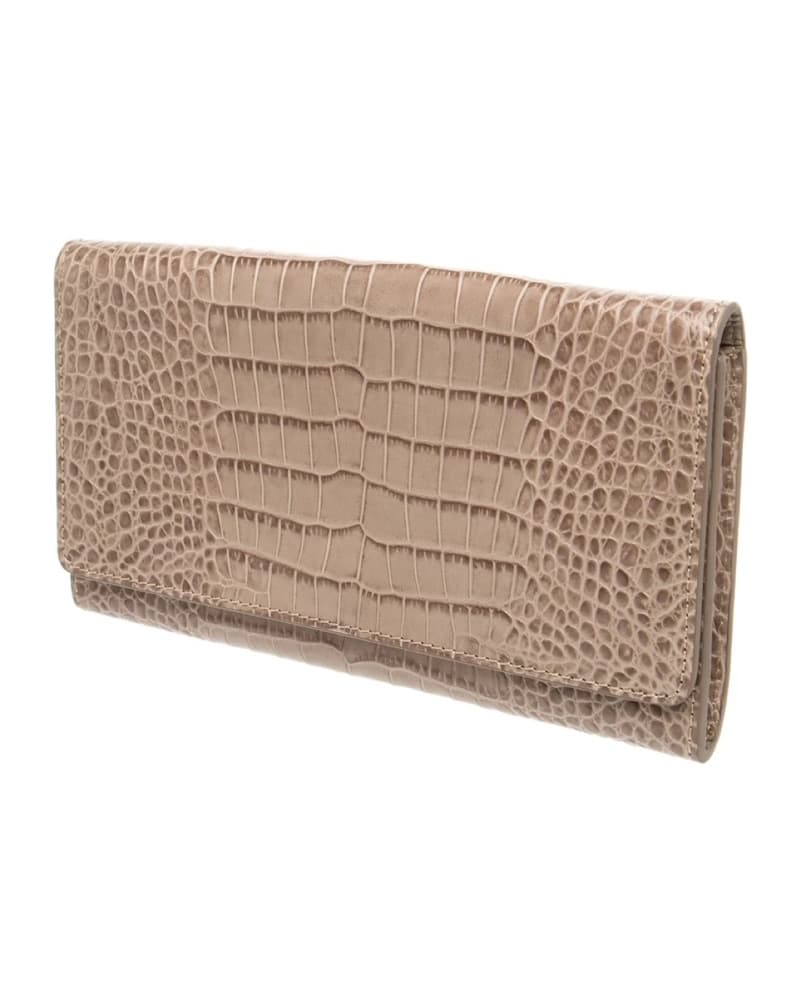 Barneys NY Taupe Embossed Leather Clutch - Image 3