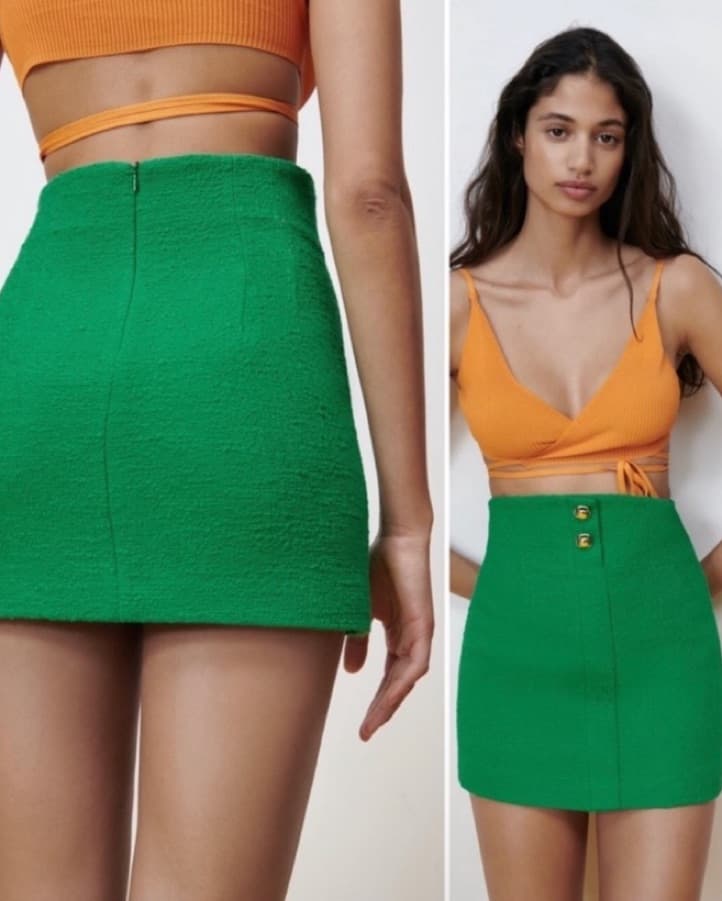 Zara Green Mini Skirt - Image 1