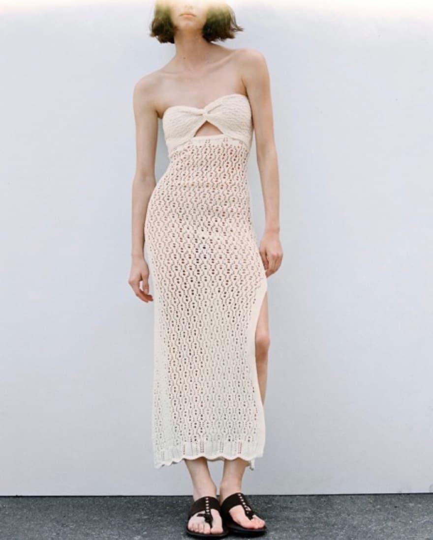 Cut Out Pointelle Knit Dress  - Image 2