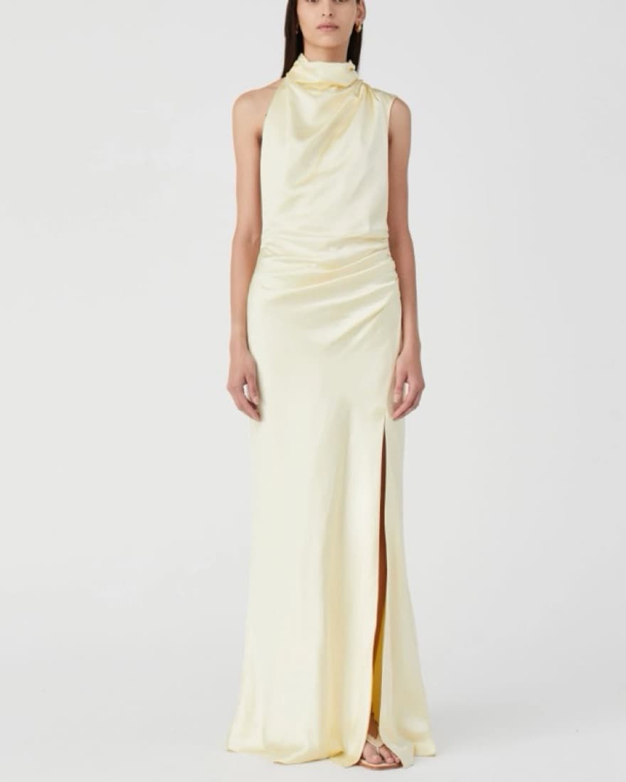 MISHA Constantina Satin Ruched Maxi - Image 3