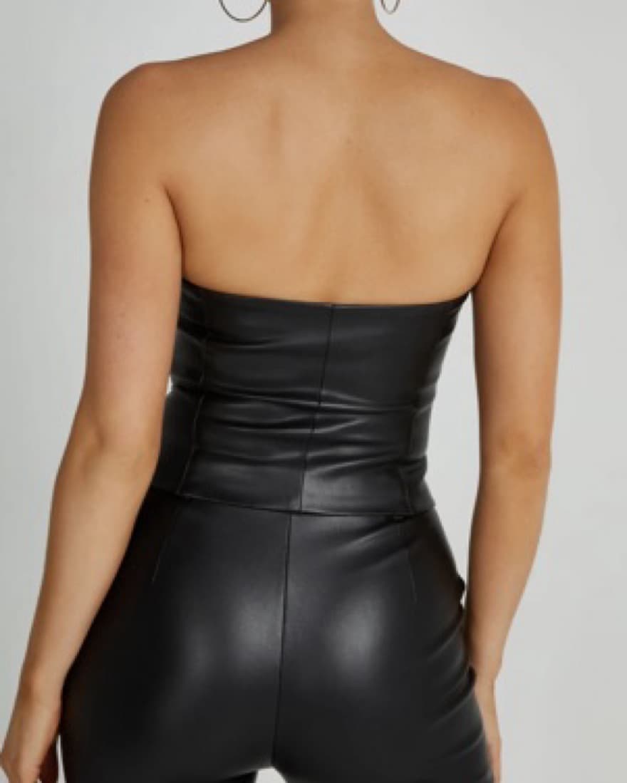 Pamela Faux Leather Strapless Crop Top - Image 2