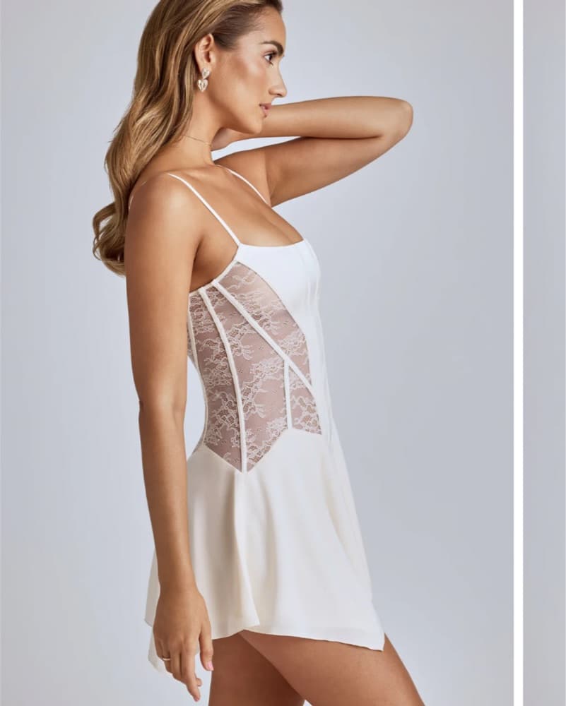 White Lace Mini Dress - Image 2