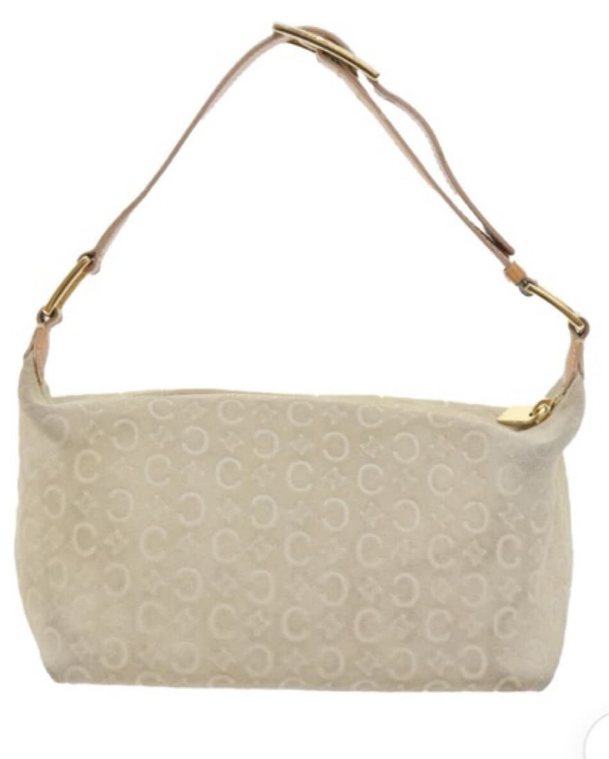 AUTH Celine White/Beighe Suede Bag - Image 1
