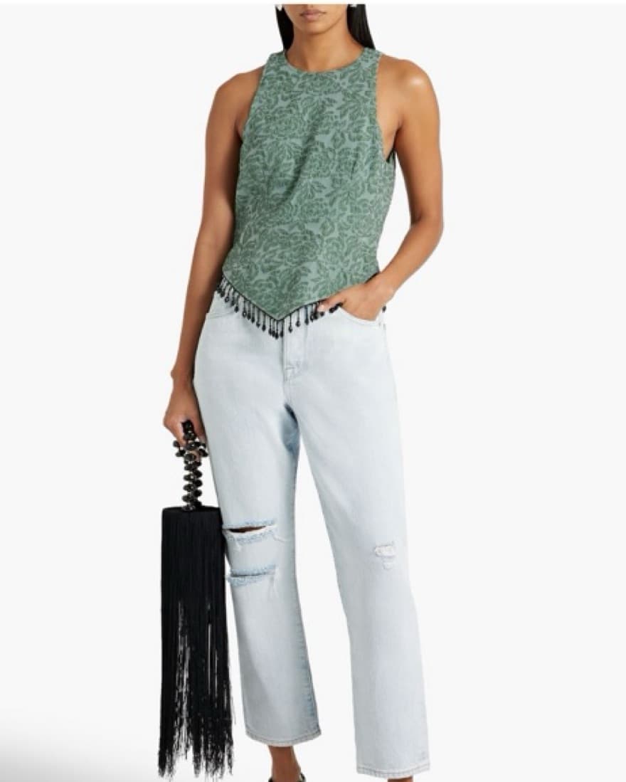 Ganni Bead Embellished Cloque Top - Image 2