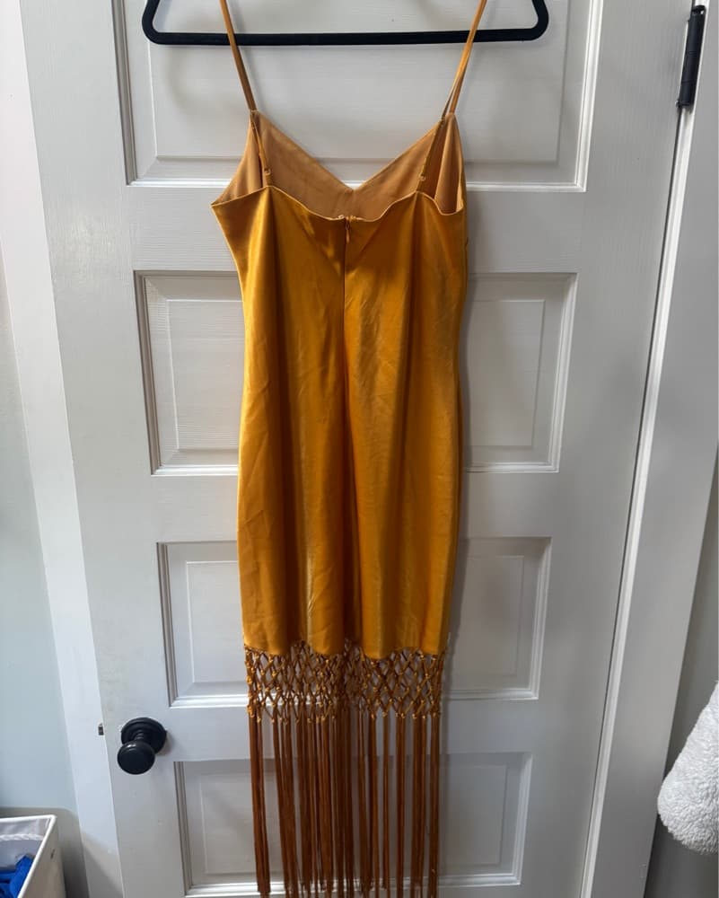 Camila Coelho Gold Fringe Midi Dress - Image 4