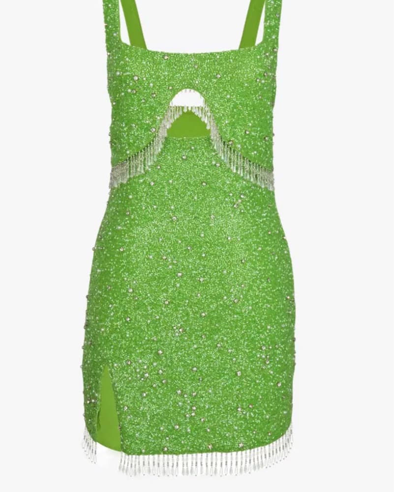 Artemus Green Tassled Mini Dress - Image 2